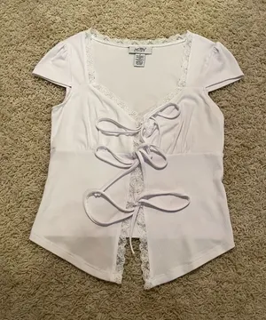 Just Polly White Lace Tie Top thumbnail 1
