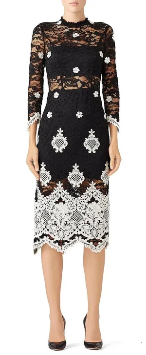 Alexis Helina Black White Bodycon Midi Dress Sleeveless Cocktail Size S thumbnail 1