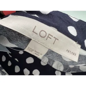 LOFT Midi Shift‎ Dress Blue White Circle Print Cap Short Sleeve Pullover XXS NWT thumbnail 5