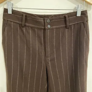Lauren Ralph Lauren Polo Womens Brown Tan Pinstripe Wool Pants sz 4 Classic thumbnail 2