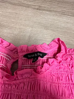 Strut & Bolt Hot Pink Southern Prep Smocked Ruffle Tiered Mini Dress Size Medium thumbnail 2