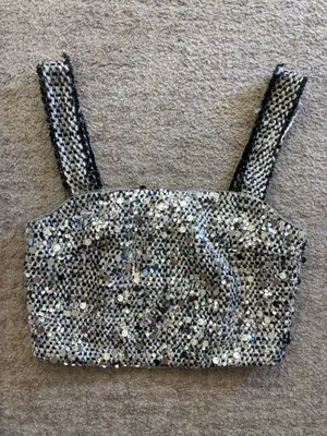Lulus Tweed Sequin Crop Top  thumbnail 3