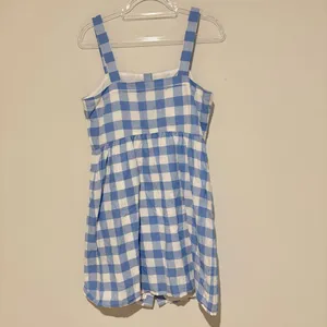 J.Crew‎ Factory Linen Gingham Check Button Lined Sundress Blue White size 10 thumbnail 3
