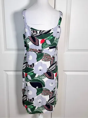 Boden Harbor Forties Floral Sundress Womens 10R Linen Cotton Retro Resort A-Line thumbnail 3