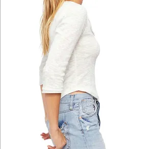 Free People Women's Jaimie Henley Top White Size Small thumbnail 4