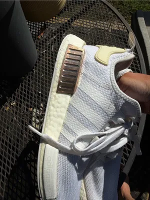 adidas Women’s Rare White Knit Sneakers with Metallic Bronze Accent thumbnail 7
