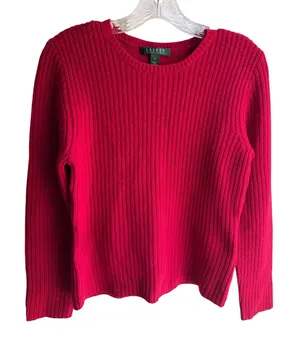 Vintage Ralph Lauren Women's Holiday Rd Chunky Knit Lambswool Angora Sweater S thumbnail 1