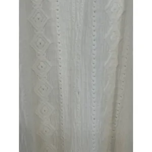 VTG Frye Pointelle Knit Blouse Women XXL Ivory Peasant Ruffle Cuff Split Neck thumbnail 4