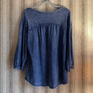 We The Free M+M Free People’s Blouse Top Shirt Women’s Medium Blue 100% Cotton thumbnail 5