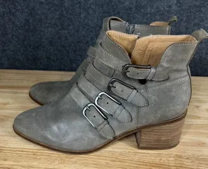 Lucky Brand Loreniah Grey Suede Buckle Moto Ankle Boots 7.5 M LK-LORENIAH thumbnail 1