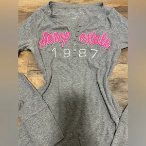 Y2k Aeropostale Heather Gray Top with Pink Lettering thumbnail 2