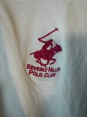 P265. Beverly Hills Polo Club White Polo with Pink Logo thumbnail 2