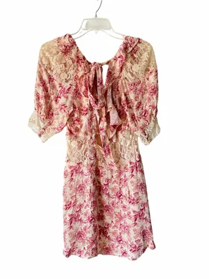 Free People Lucie NWTs Pink Cream Lace Mini Floral Dress size 6 thumbnail 6