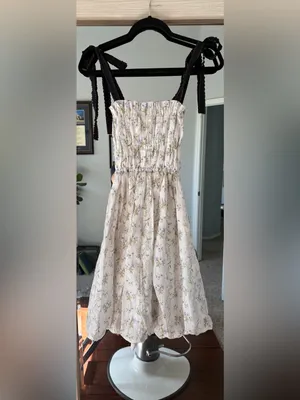 Brock Collection x H&M Lyocell Floral Woven Tie Strap Midi Dress Sundress Sz XS thumbnail 4