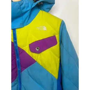 Rare vintage The North Face Jitterbug down jacket in bold blue, pink and yellow thumbnail 4