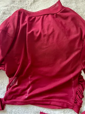 Ruched Burgundy Mock Neck Top Red Size 4 thumbnail 2