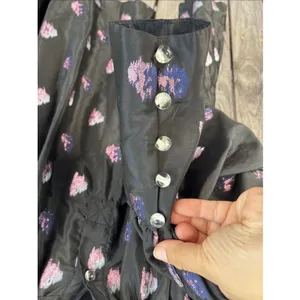 Tuckernuck Corrigan Blouse Black Pink Blurred Dot Fil Coupe size L thumbnail 6