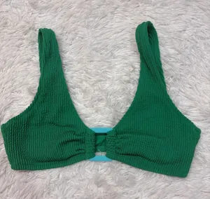 Aerie Green Textured Scoop Bralette Top thumbnail 1