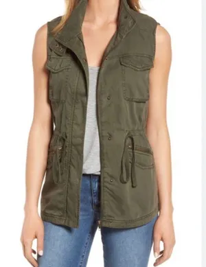 Sleeveless Utility Vest Army Green Small petite thumbnail 1