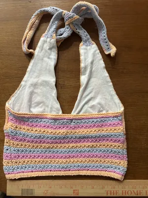 Hollister Pastel Crochet Halter Tank Top in Pink, Yellow & Light Blue thumbnail 4