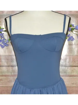 Chyrii Ladies S Blue Bustier Bodice Midi Summer Sun Dress Sleeveless Casual thumbnail 2