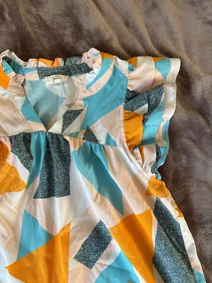 Entro Spring Abstract Geometric Spring Blouse Top Yellow & Blue thumbnail 4