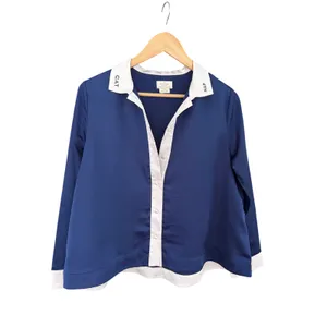 Kate Spade New York Dream A Little Dream Cat Nap Pajama Top XS Blue White Long thumbnail 3