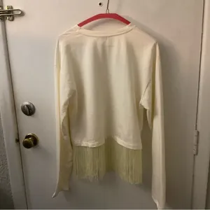 ZARA Trafaluc Ivory Fringe Sweatshirt S Costal Cowgirl Western Festival Rodeo thumbnail 4