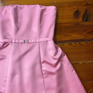 Vintage 90s Michaelangelo Pink Satin Strapless Formal Evening Dress Sz 2 🍄 thumbnail 6