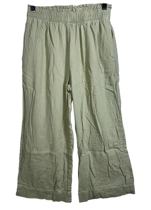 Abercrombie & Fitch Sage Green Linen Blend Pull On Wide Leg Pants Size S Short thumbnail 1