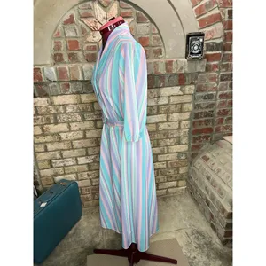 shirt dress striped pastel blue pink white matching belt thumbnail 4