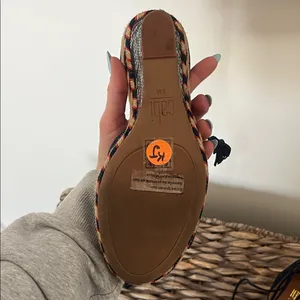 CAbi Navy Wedge Sandals with Patterned Sole thumbnail 3