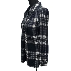 Free People Baby Blues Plaid Tunic Top Women's Size XS Babydoll Black White‎ thumbnail 5