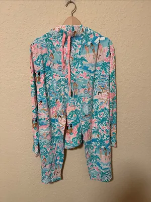 Lilly Pulitzer Pink & Teal Tropical Lounge Pajama Set thumbnail 4