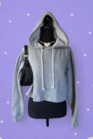 Coquette Clean Girl Minimalist Cropped Hoodie Size XS 🤍 thumbnail 1