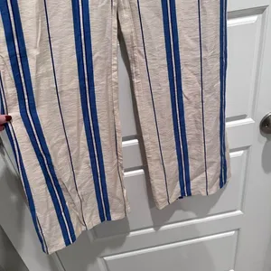 Sincerely Jules Striped Wide Leg‎ Trouser Pants Medium NWT Blue White Workwear thumbnail 5