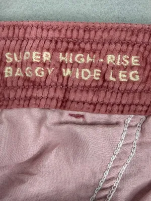 American Eagle Pink Corduroy Cargo Pants Womens 0 Super High Rise Baggy Wide Leg thumbnail 7