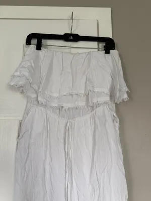 Altard State White Off Shoulder White Full Length Jumpsuit thumbnail 2