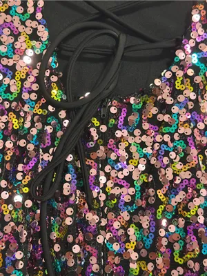 Multicolor Sequin Maxi Dress with High Side Slit Pink Size undefined thumbnail 6