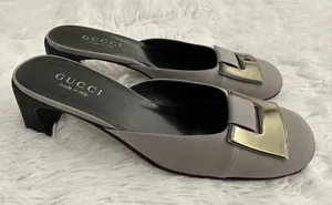 Authentic GUCCI‎ Mule Slides Kitten Stingray Heel Shoes 7.5 7 1/2 thumbnail 1