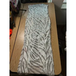 B40 New Womens Strapless Maxi Dress Lined White with Silver Sequins size Medium thumbnail 2