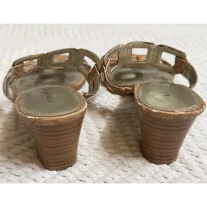 kelly and katie Women's cork textured twisted block heel Slip On sandals Size‎ 8 thumbnail 3