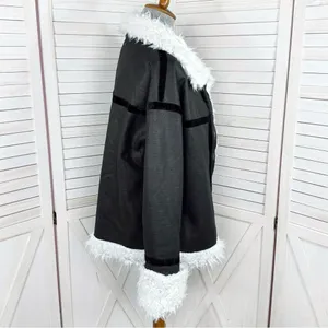 Princess Polly‎ Mariana Jacket Small Medium Black PU Faux Fur Lined Moto Biker thumbnail 4