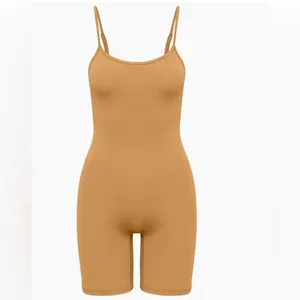 NWT TNA Aritzia TnaGLOSS™ Rhythm 7" Romper in Caramelized Brown- Size Small thumbnail 4