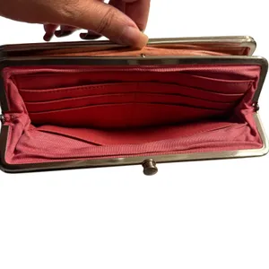 HOBO International Lauren Pink Leather‎ Double Frame Kisslock Clutch Wallet thumbnail 10