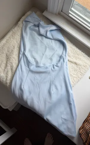 Light Blue Cowl Neck Satin Dress thumbnail 1