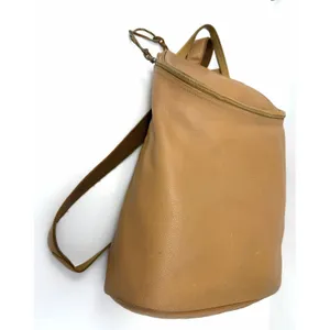 LONGCHAMP Leather‎ Backpack Beige Logo Vintage Bag Rucksack Rare Khaki Brown thumbnail 12