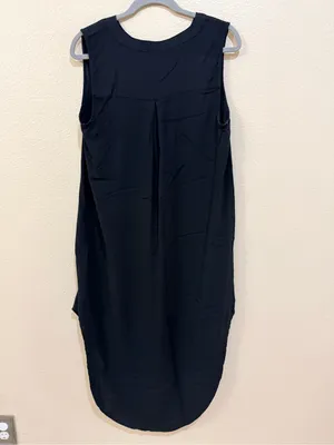 NWT Cupio Black Midi Dress Size L Sleeveless High Low Hem Viscose thumbnail 4