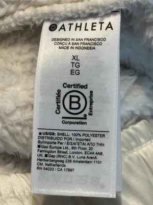 Athleta Cream Sherpa Pullover Satin Trim Jacket With Zipper Pockets size XL thumbnail 7