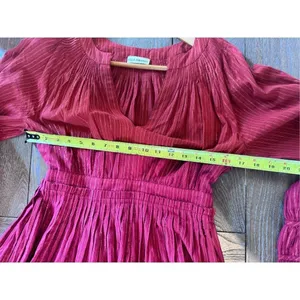 Ulla Johnson Rory Metallic Cotton Long Sleeve Mini‎ Dress Ruby Red Size 4 thumbnail 11